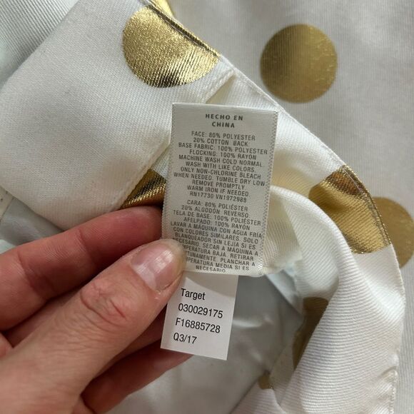 84” white with gold polka dot black-out curtains - Picture 3 of 5